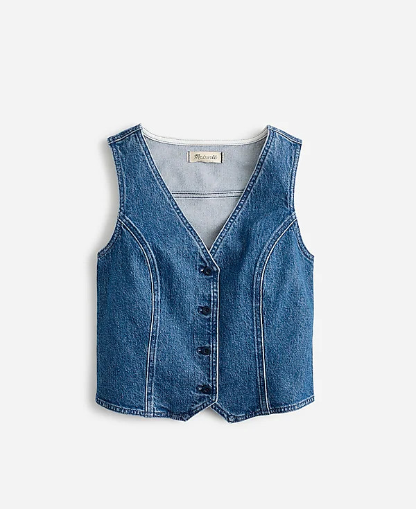Denim Fitted Vest in Medium Indigo Wash | Madewell