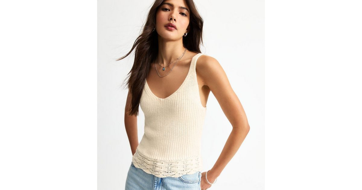 Cream V-Neck Knitted Vest | New Look | New Look (UK)