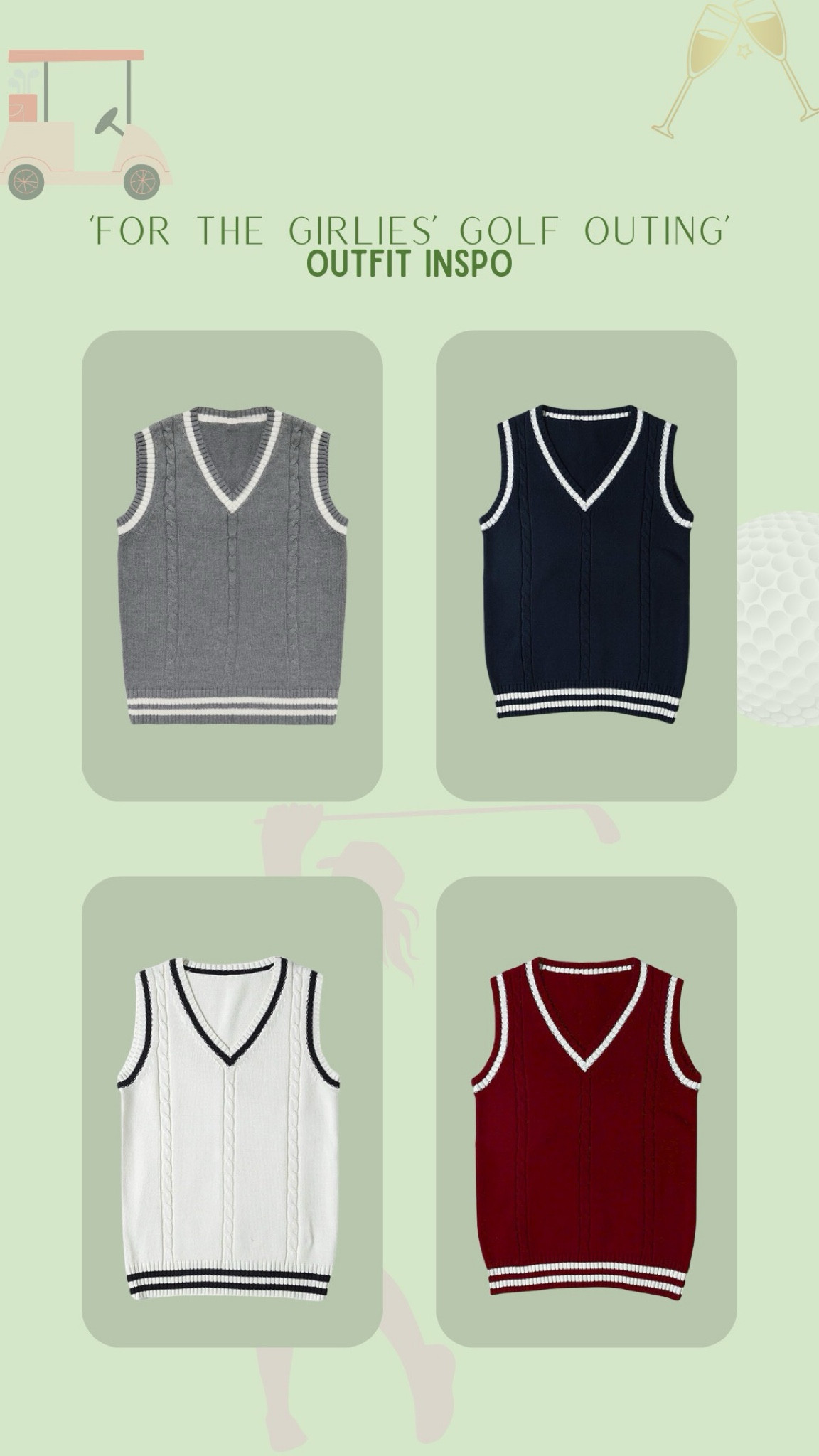 Outfit inspo for my girlies attending next week’s golf outing!! 🏌️‍♀️⛳️🤩

Get these pieces just in time for the event 🩷

Golfing, Sweaters, Activewear 

#LTKActive #LTKStyleTip