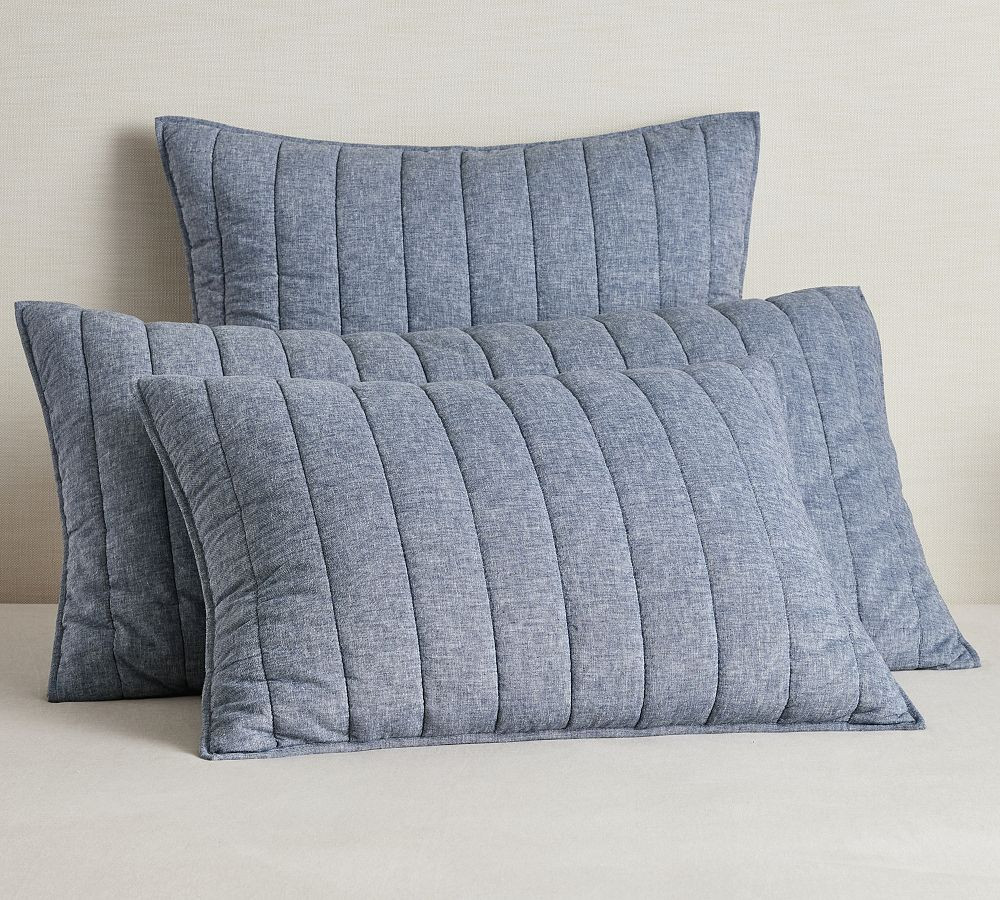 European Flax Linen/Cotton Channel Stitch Quilted Sham | Pottery Barn (US)