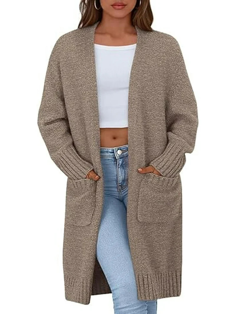 PRETTYGARDEN Fall Long Sleeve Cardigan Sweaters for Women Trendy Winter Open Front Loose Knitted ... | Walmart (US)