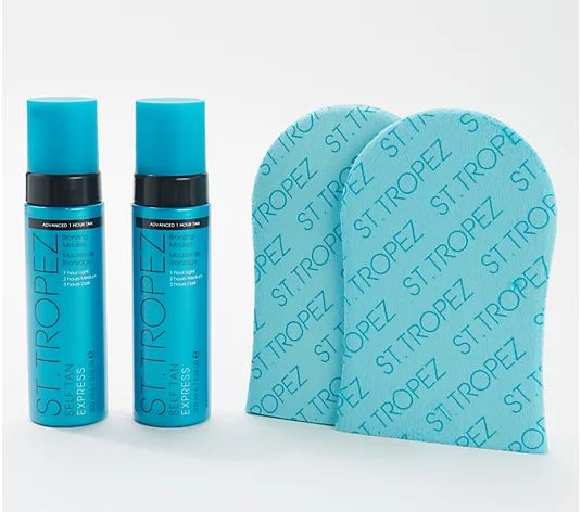 St. Tropez Self-Tan Express Bronzing Mousse Duo with Mitts | QVC
