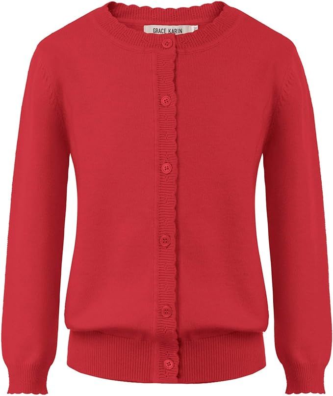 GRACE KARIN Girls Essential Soft Knit Uniforms Button Down Cardigan Sweaters | Amazon (US)