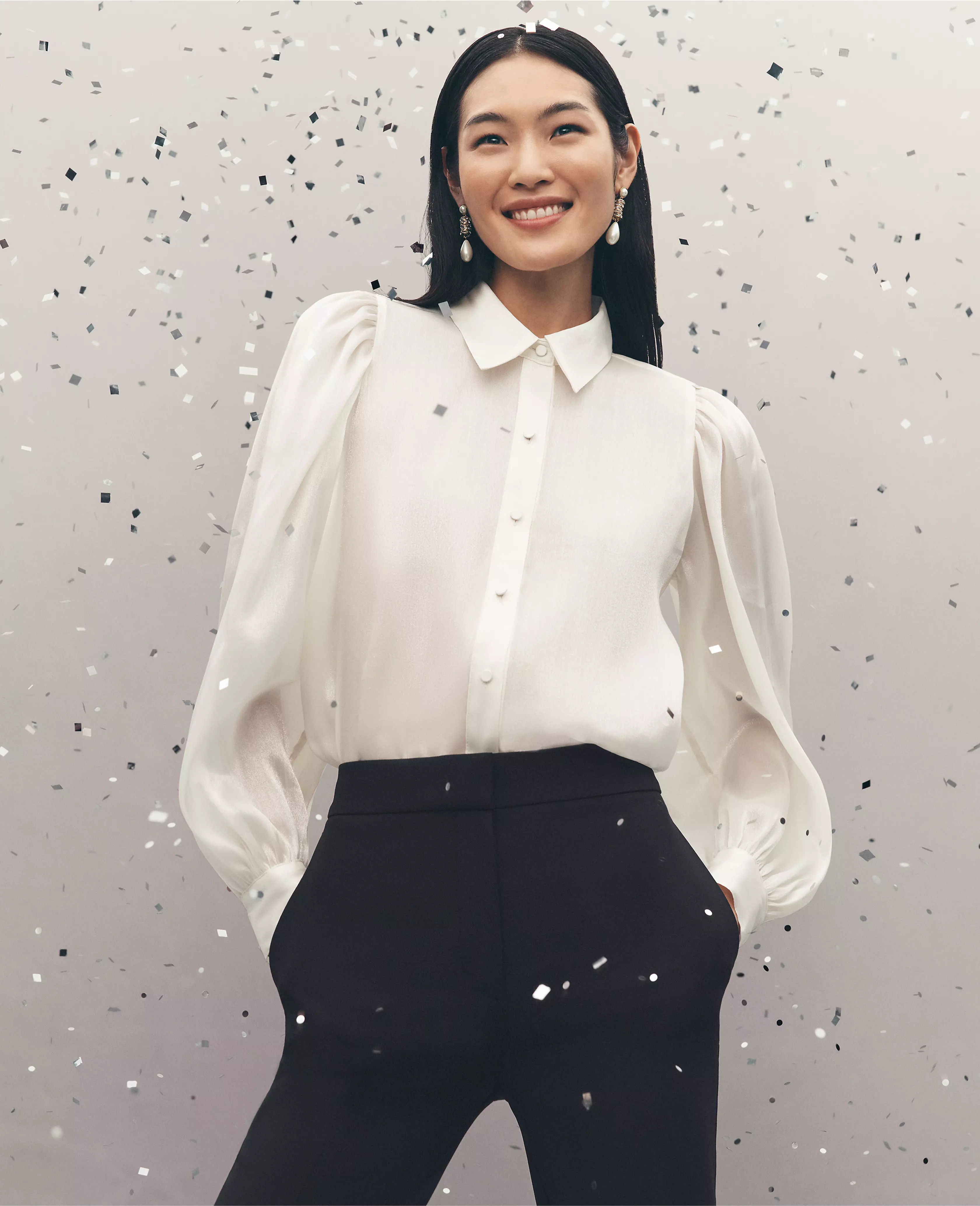 Organza Voluminous Collared Shirt | Ann Taylor (US)