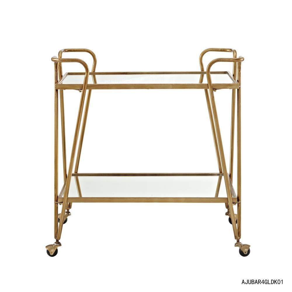 Linon Home Decor Mid-Century Gold Bar Cart with Castors-AJUBAR4GLDKD01 - The Home Depot | The Home Depot