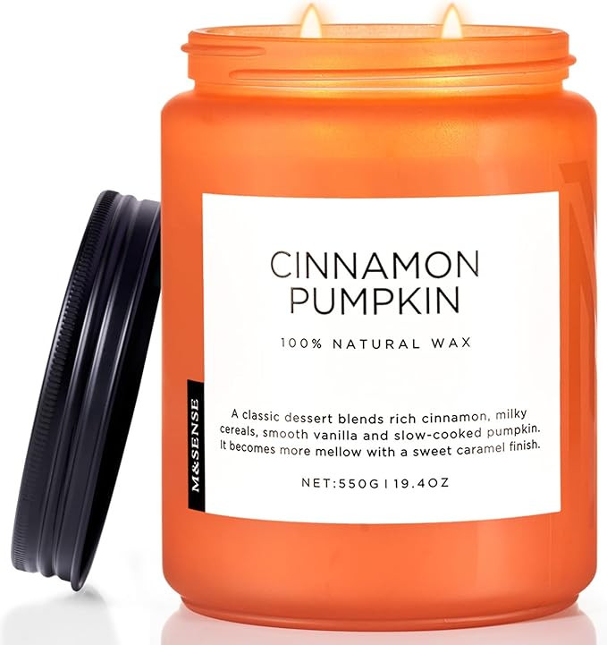 M&SENSE Cinnamon Pumpkin Fall Scented Candles, 19.4oz Soy Natural Candles 110 Hours Long Lasting ... | Amazon (US)