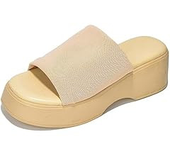 KK PAIR OF KINGS Platform Sandals Women Wedges Slides Chunky Heels Wedge Sandals Fabric Mule Fitt... | Amazon (US)