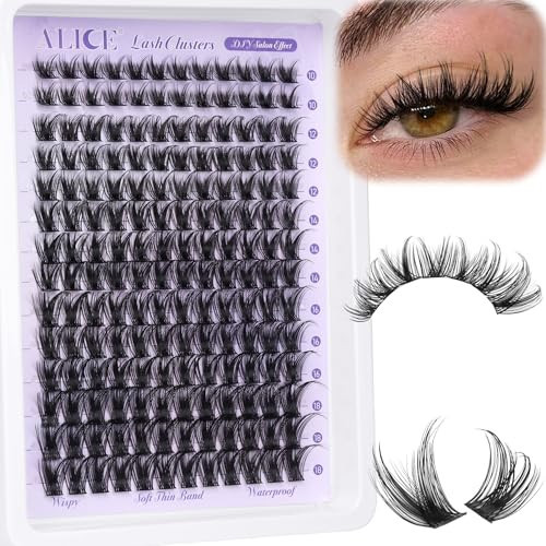 ALICE Lash Clusters Wispy Eyelash Clusters 10-18mm 168pcs Cluster Eyelash Extensions Natural Volume Lash Extensions DIY Individual Lashes with Soft Thin Band | Amazon (US)