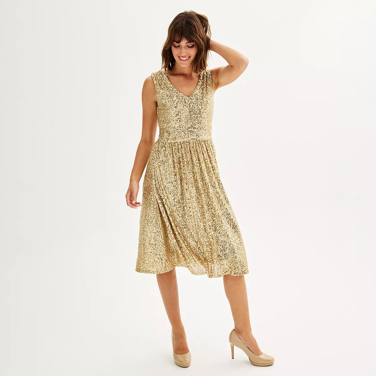 Women's DRAPER JAMES RSVP™ V-Neck Sequin Dress | Kohl's