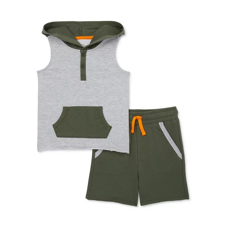 Wonder Nation Toddler Boy Hooded Tank Top and Shorts Outfit Set, 2-Piece, Sizes 12M-5T | Walmart (US)