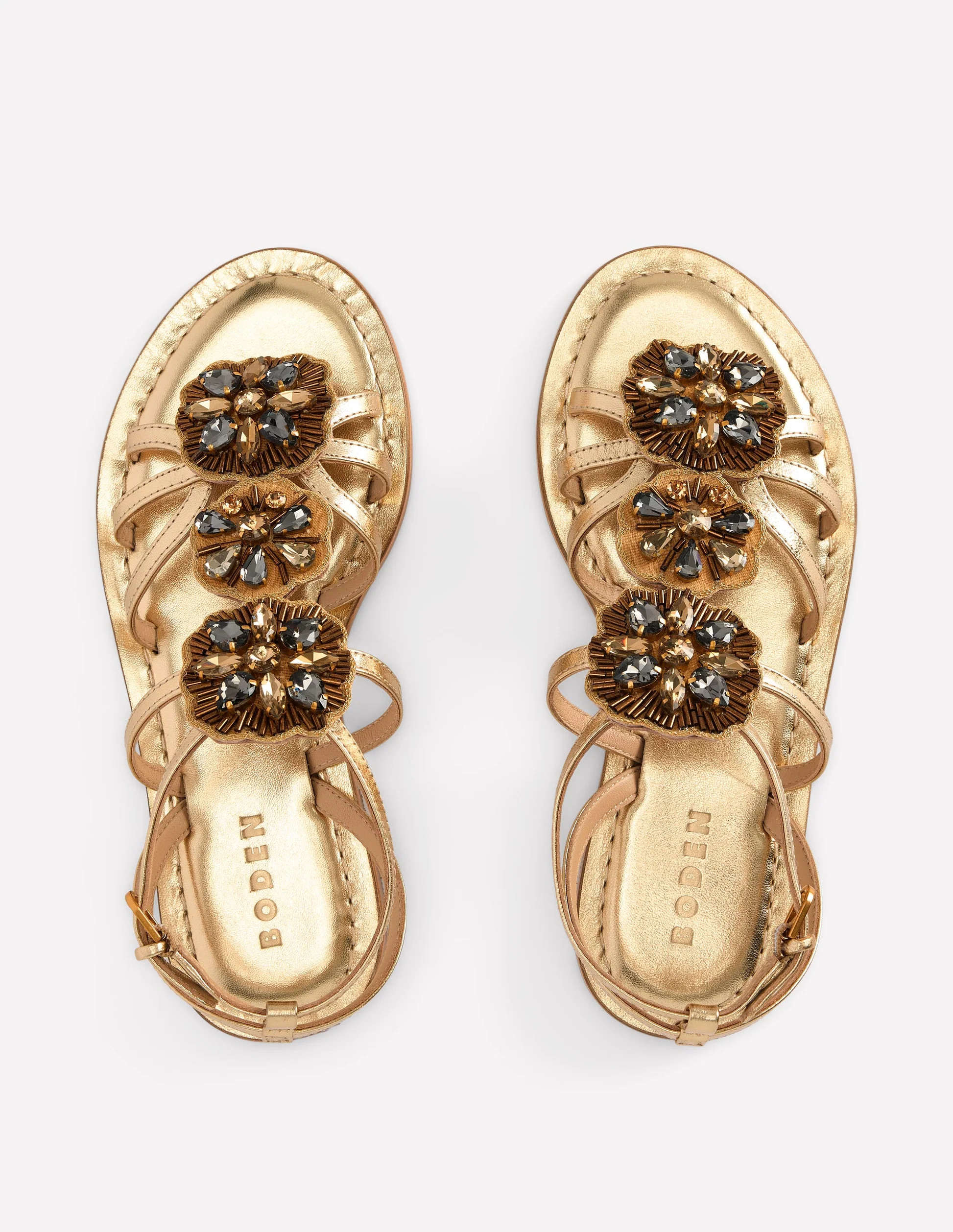 Crystal Flat Sandals-Gold | Boden (US)