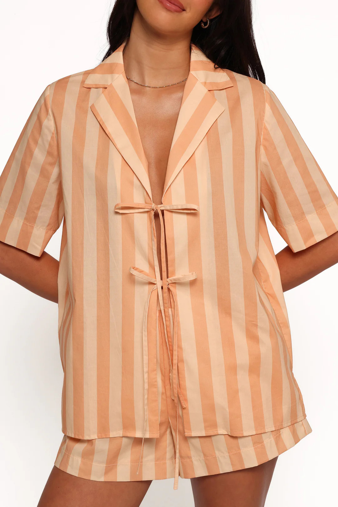 Essie Tie Front Shirt - Terracotta Stripe | Petal & Pup (US)