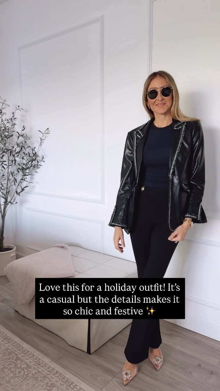 This jacket is definitely a statement piece to elevate any of your outfits! It’s also beautiful for this holiday season, the pants are so flattering and i love the gold buttons on the side! I am wearing a size small, it runs tts. @saks @cinqasept #Saks #SaksPartner #cinqasept

#LTKSeasonal #LTKHoliday #LTKU