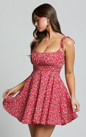 Summer Jam Mini Dress - Strappy Slip Dress in Red Floral Print | Showpo (US, UK & Europe)