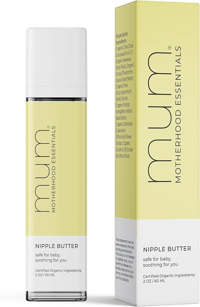 Mum Motherhood Essentials Premium Organic Nipple Butter (2oz), Lanolin Free, Nourishing Nipple Cr... | Amazon (US)