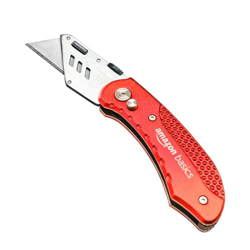 Amazon Basics Folding Utility Knife, Lightweight Aluminum Body, Red | Amazon (US)