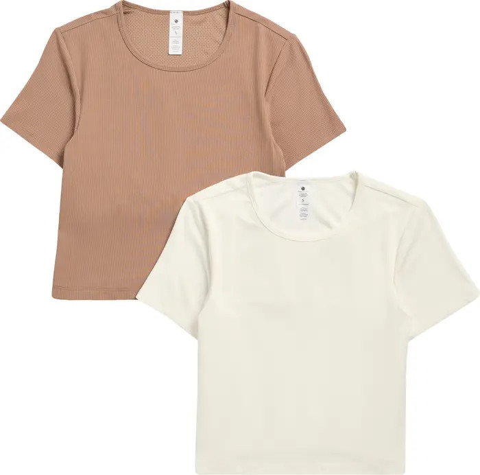 YOGALICIOUS 2-Pack Tara Heavenly Rib Crop T-Shirts | Nordstromrack | Nordstrom Rack