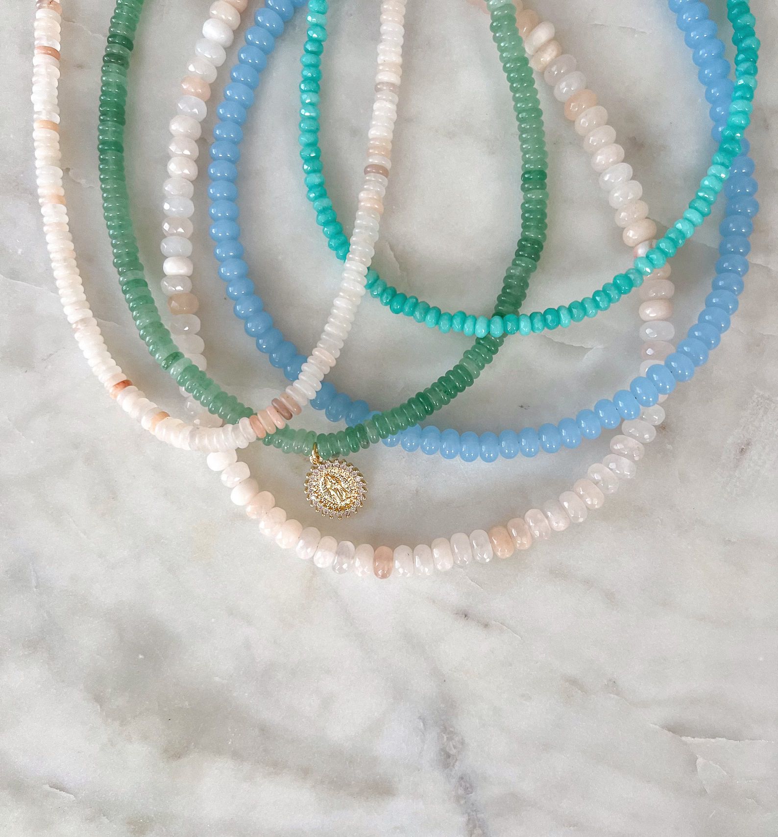 Mini Aqua Gemstone Necklace - Etsy | Etsy (US)