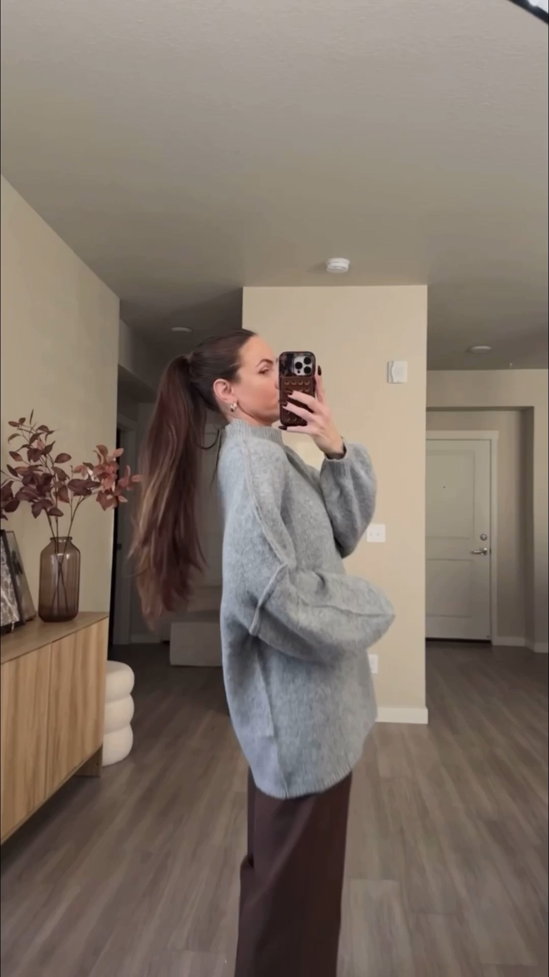 number one trending sweater on amazon right now!!

cozy sweater.  wearing medium.  no need to size up.  it's very oversized. 