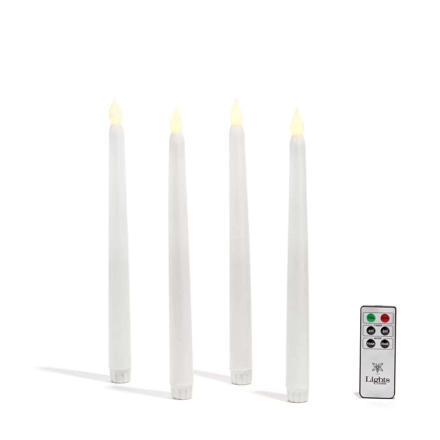 Flameless Taper Candles with Timer - 10" Battery Operated Tapered Candlestick Set, Smooth White W... | Walmart (US)