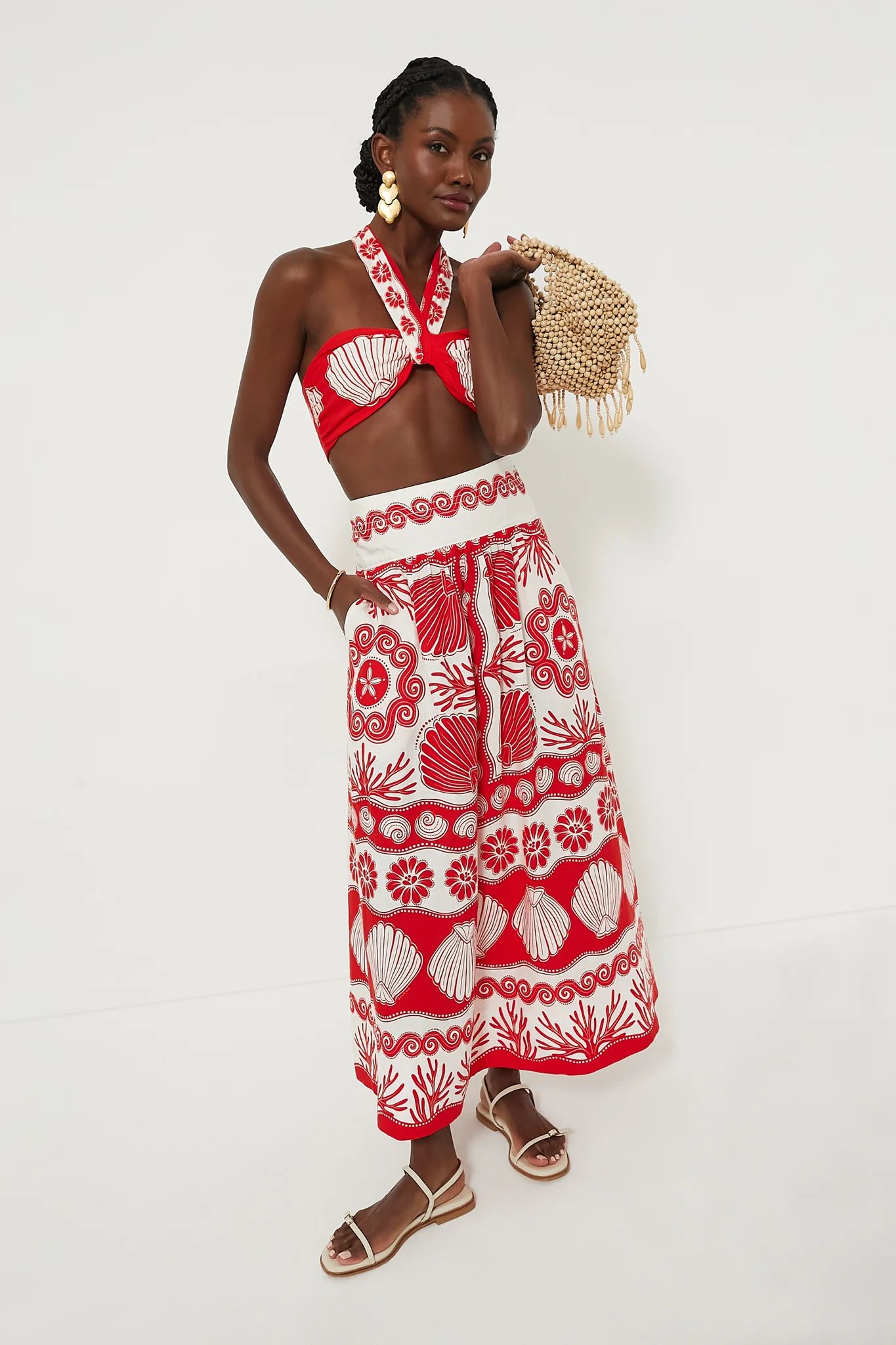 Ainika Shell Red Maxi Skirt | Tuckernuck (US)