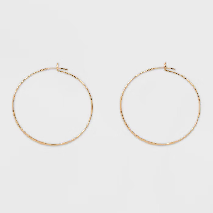 Thin Medium Hoop Earrings - A New Day™ Gold | Target