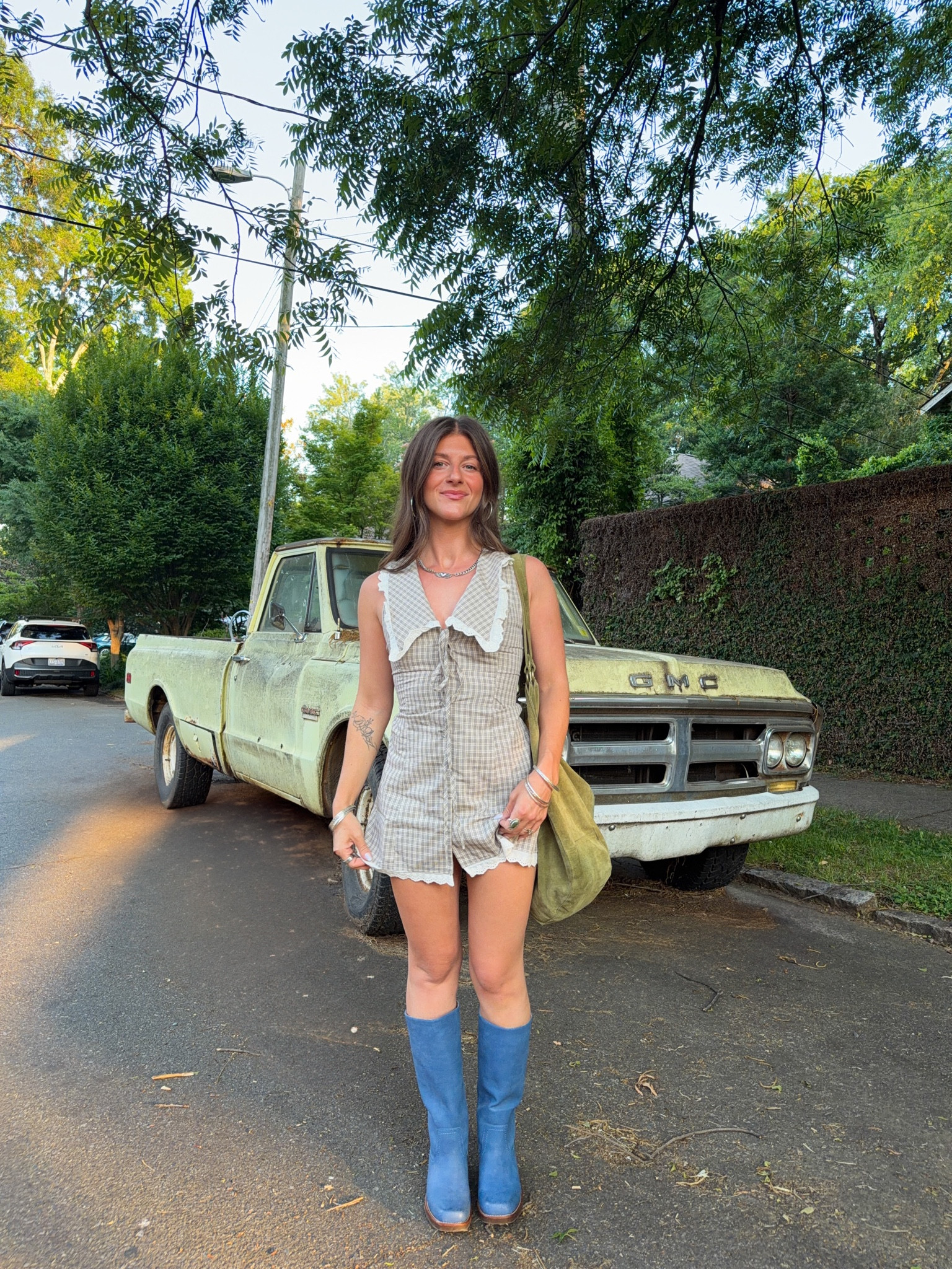 most darling dress from princess polly - I got a 0 but wish I got a 2! Use code IVY20
boots are on my shopmy 