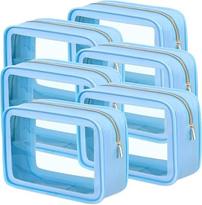 Hsei 6 Pcs Clear Makeup Bags TSA Approved Travel Toiletry Bags with Zipper Clear Cosmetic Organiz... | Amazon (US)