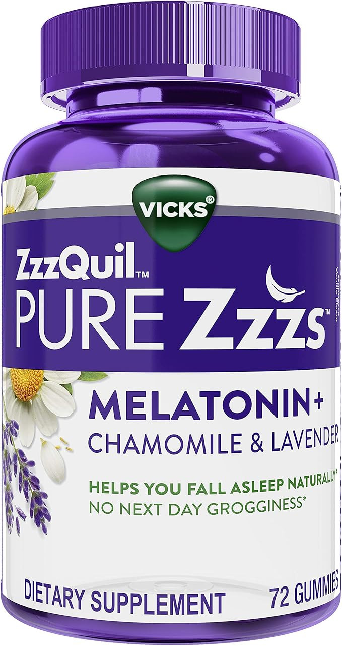 ZzzQuil Pure Zzzs, Melatonin Sleep Aid Gummies with Lavender, Valerian Root and Chamomile, Natura... | Amazon (US)