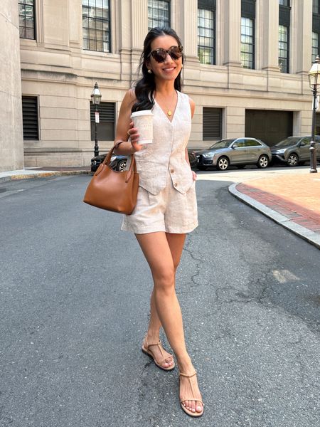 My vest, shorts & sandals are on sale! Use code LONGWEEKEND at Madewell for 25% off  

• pull on Linen shorts xxs - an old favorite, the xxs is a looser fit on me. These are more tailored and flat style in the front, and stretchy at the elastic back waist. 

• Linen vest top 00 

• Madewell sandals 5.5 - these run a little narrow across the front strap but are comfy for me and I love them! Size up if between half sizes

• Madewell mini crossbody tote with removable strap 

#petite spring linen set outfits 

#LTKsalealert #LTKSeasonal #LTKfindsunder100