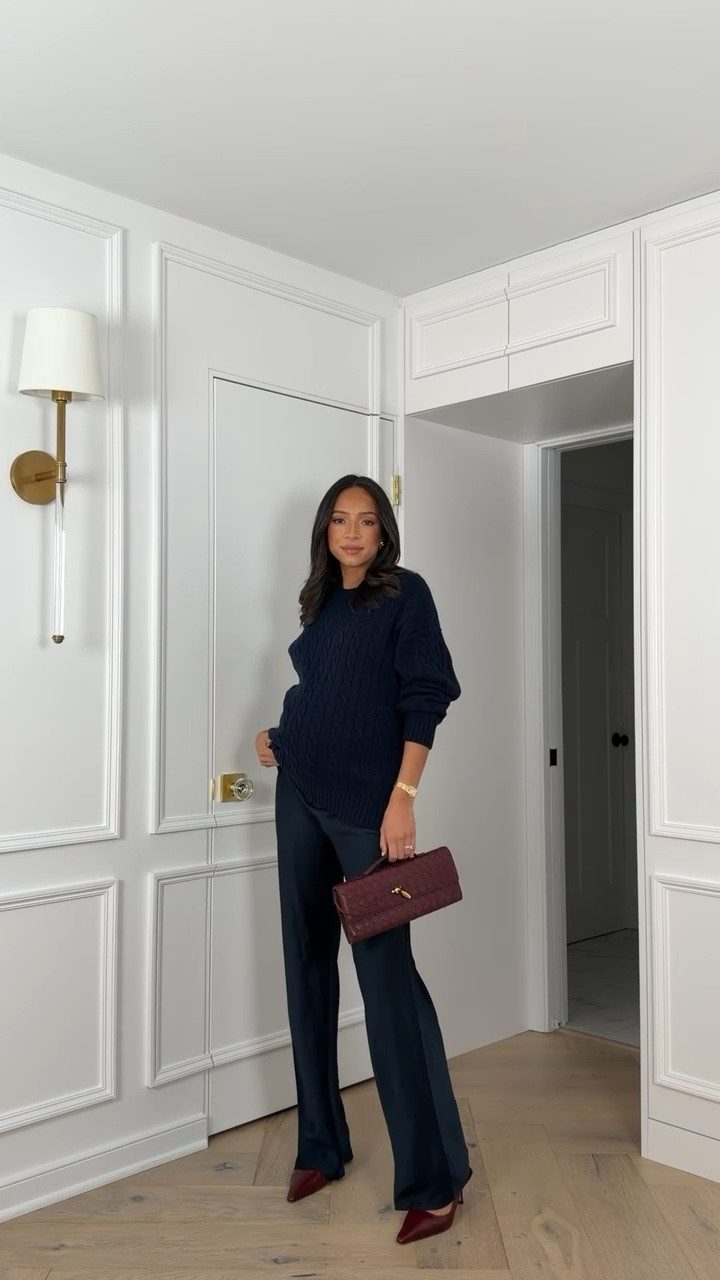 Monochromatic holiday outfit! Sizing below 👇🏽 Wearing size M brown sweater, size M brown knit pants, size S navy sweater and size S satin pants 

Dinner outfit 
Date night outfit 
Winter outfit
Winter fashion 
Anthropologie outfit 

#LTKFindsUnder100 #LTKGiftGuide #LTKHoliday