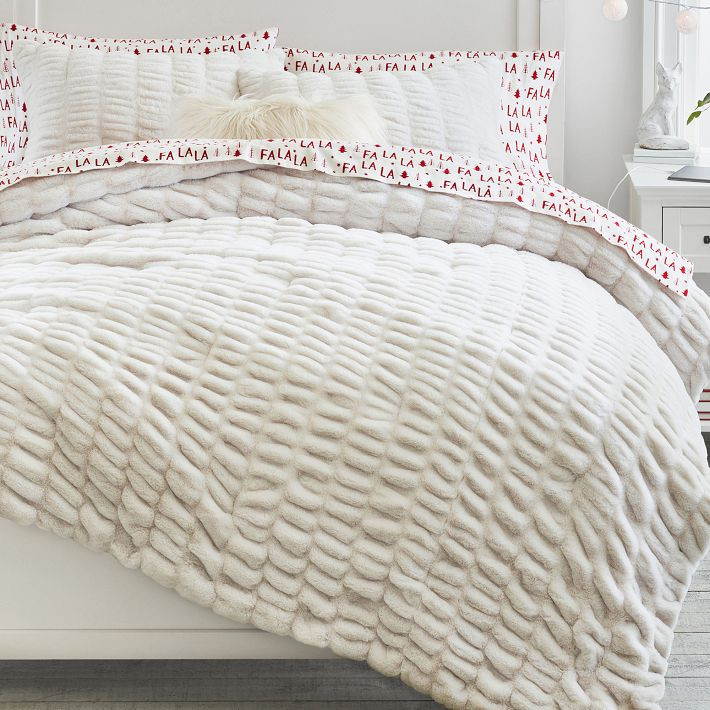 Ruched Faux-Fur Comforter | Pottery Barn Teen