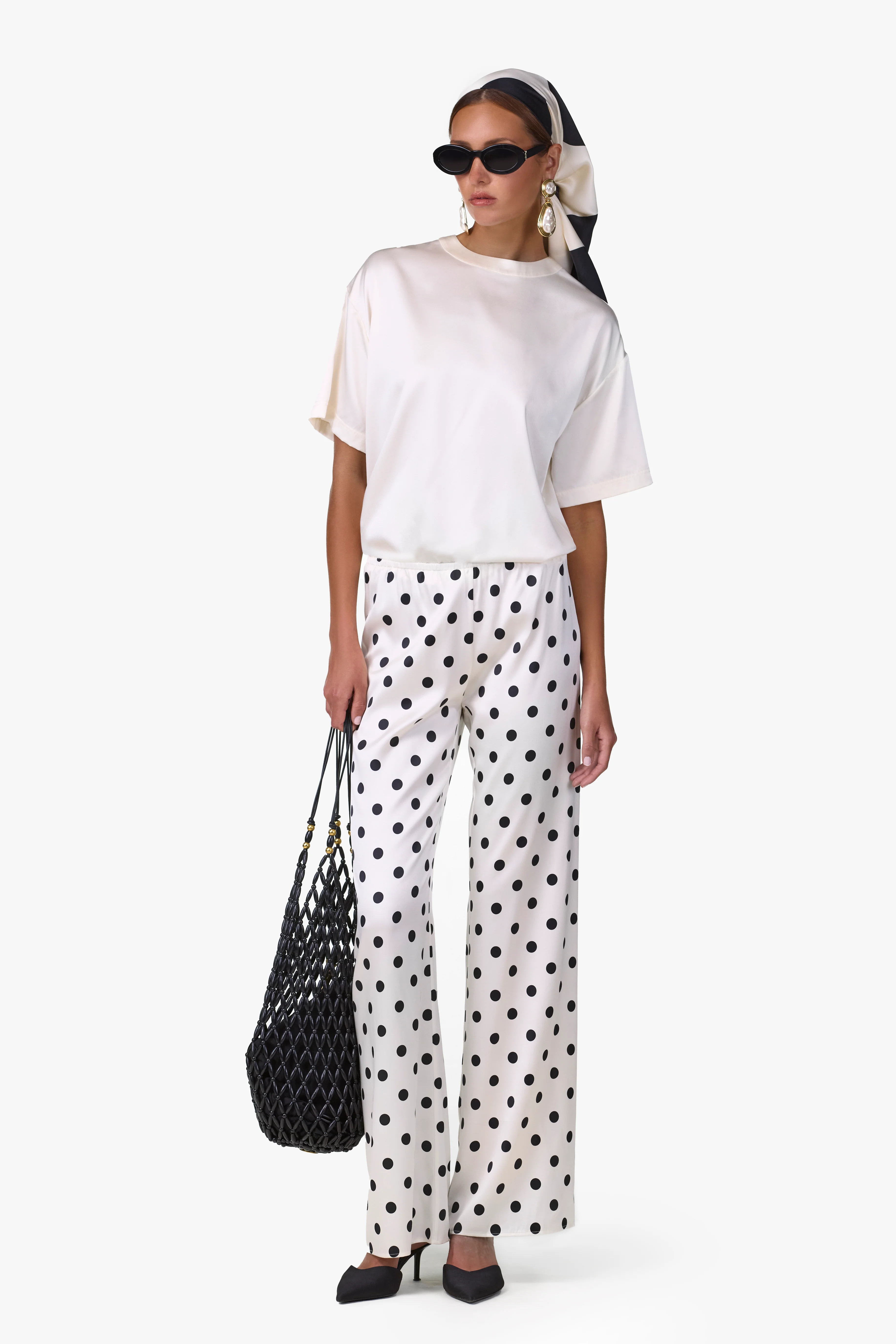 Silk Pant (Cream Polka Dot) | SAME