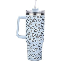 QEAGVJ 40oz Leopard Stainless Steel Tumbler with handle,Double Walled Leopard Tumbler with Straw,... | Amazon (US)