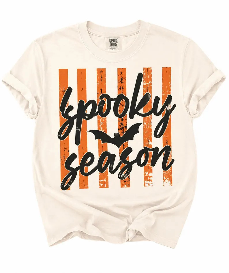 Spooky Season| Ivory & Orange Graphic Tee| | Etsy (Global)