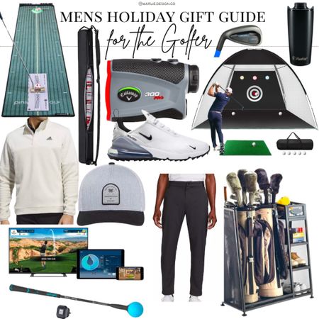 Mens Holiday Gift Guide for the Golfer | golf simulator | golf hat | golf shirt | golf pants | indoor putting mat | golf organizer | golf shoes | Nike golf sneakers | flaskap | flask cup | golf trainer 

#LTKHoliday #LTKunder100 #LTKmens