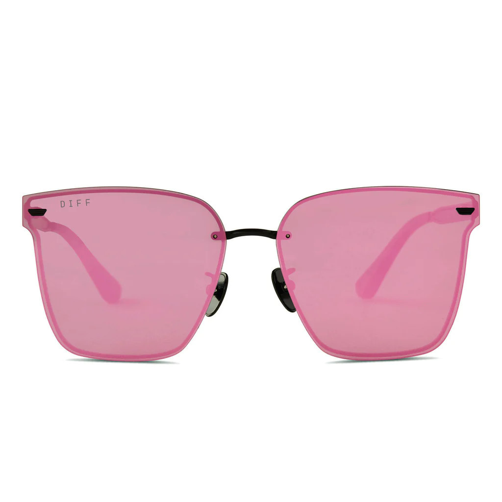 BELLA V - MATTE BLACK + PINK MIRROR SUNGLASSES | DIFF Eyewear