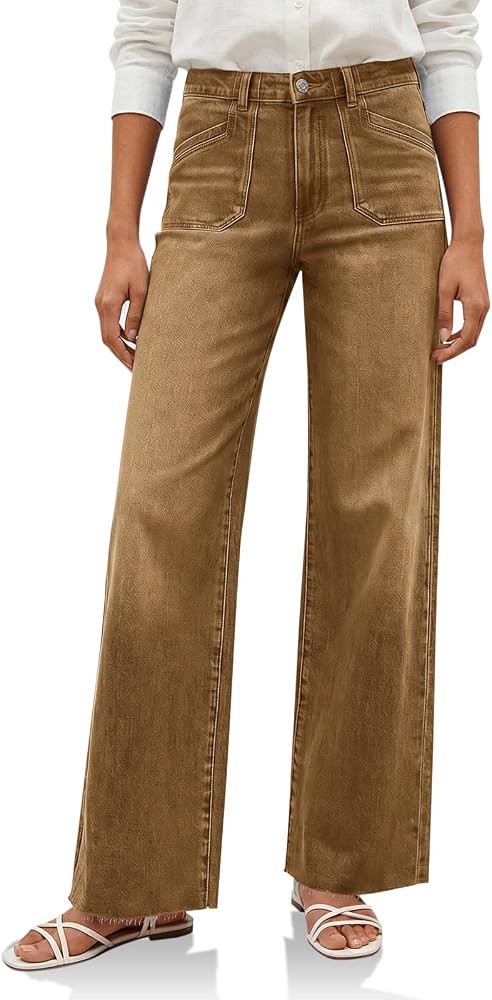 Cicy Bell Womens Wide Leg High Waisted Jeans Stretchy Straight Denim Pants | Amazon (US)