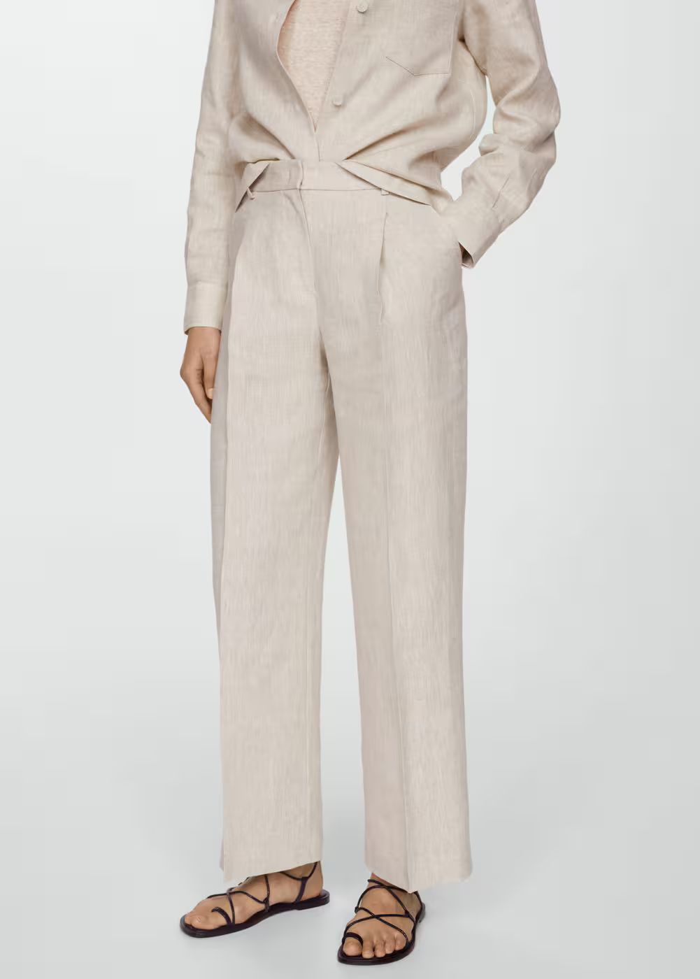 Straight linen-blend pants -  Women | Mango USA | MANGO (US)