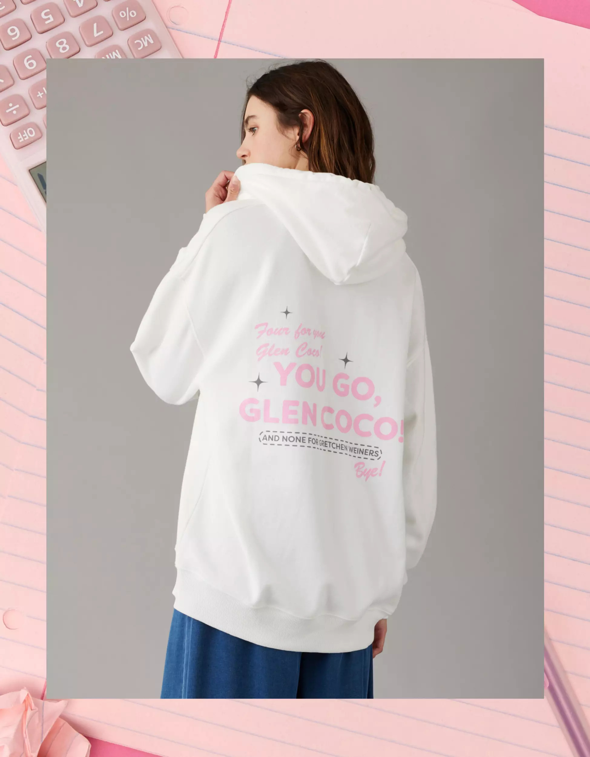 AE x Mean Girls Oversized Zip-Up Glen Coco Hoodie | American Eagle Outfitters (US & CA)