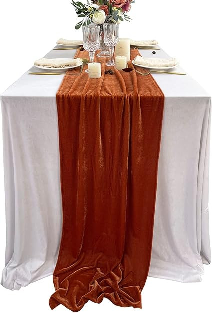 Luxurious Velvet Table Runner, 10ft Wedding Reception Decorations, 20x120inch Soft Velvet Fabric,... | Amazon (US)
