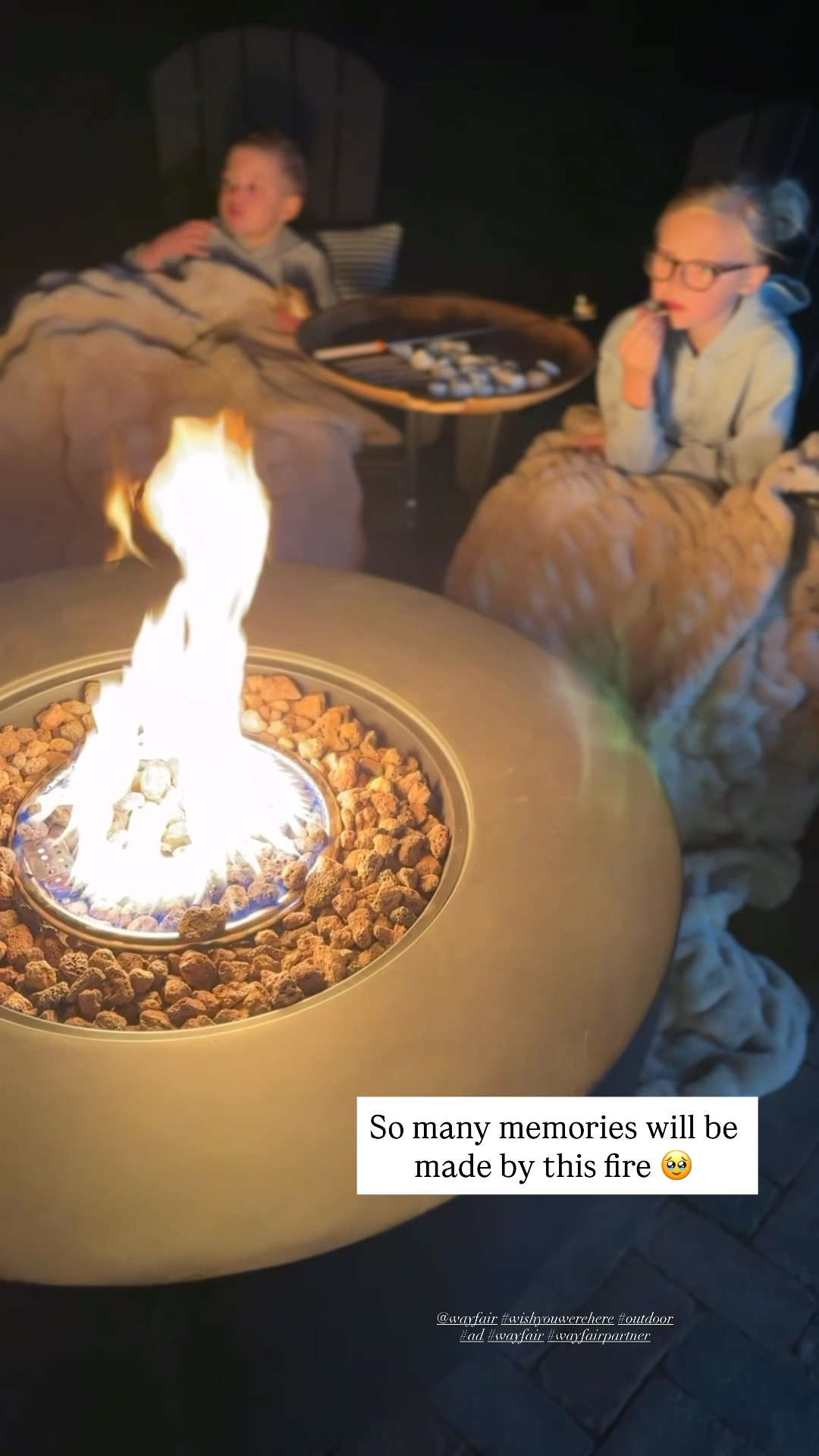 #ad It’s almost s’mores season 🤎🔥
The kind of nights where time slows down a little…barefoot kids, giggles, and one more marshmallow before bed. We refreshed our patio with @Wayfair  but it’s really just the backdrop for what matters most— the laughter, the mess, the memories we’ll talk about for years!

You can find everything I shared here by commenting LOVE or heading to my @shop.ltk storefront! 

#wishyouwerehere #outdoor #wayfairpartner #wayfair 

#LTKKids #LTKSeasonal #LTKHome