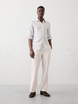 Slim-Fit Straight Linen-Blend Trouser | Banana Republic Factory