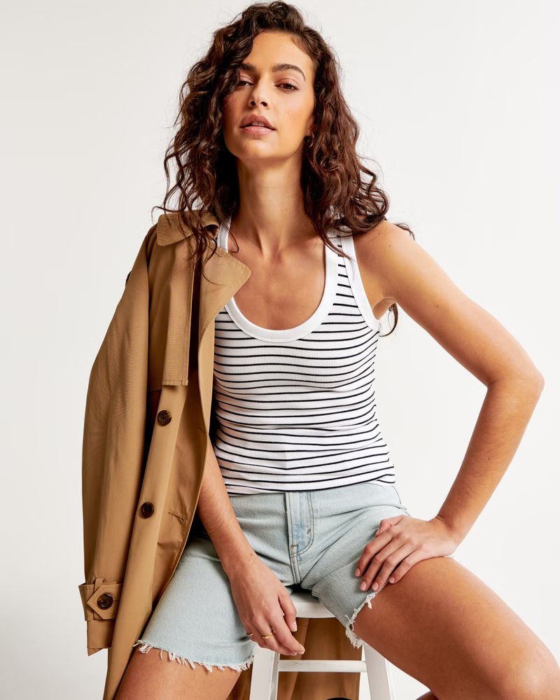 Women's Essential Rib Tuckable Scoopneck Tank | Women's Tops | Abercrombie.com | Abercrombie & Fitch (US)