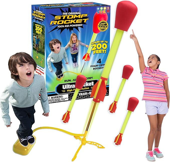 Stomp Rocket Original Ultra Rocket Launcher for Kids - Soars 200 Feet - 4 High Flying Rockets and... | Amazon (US)