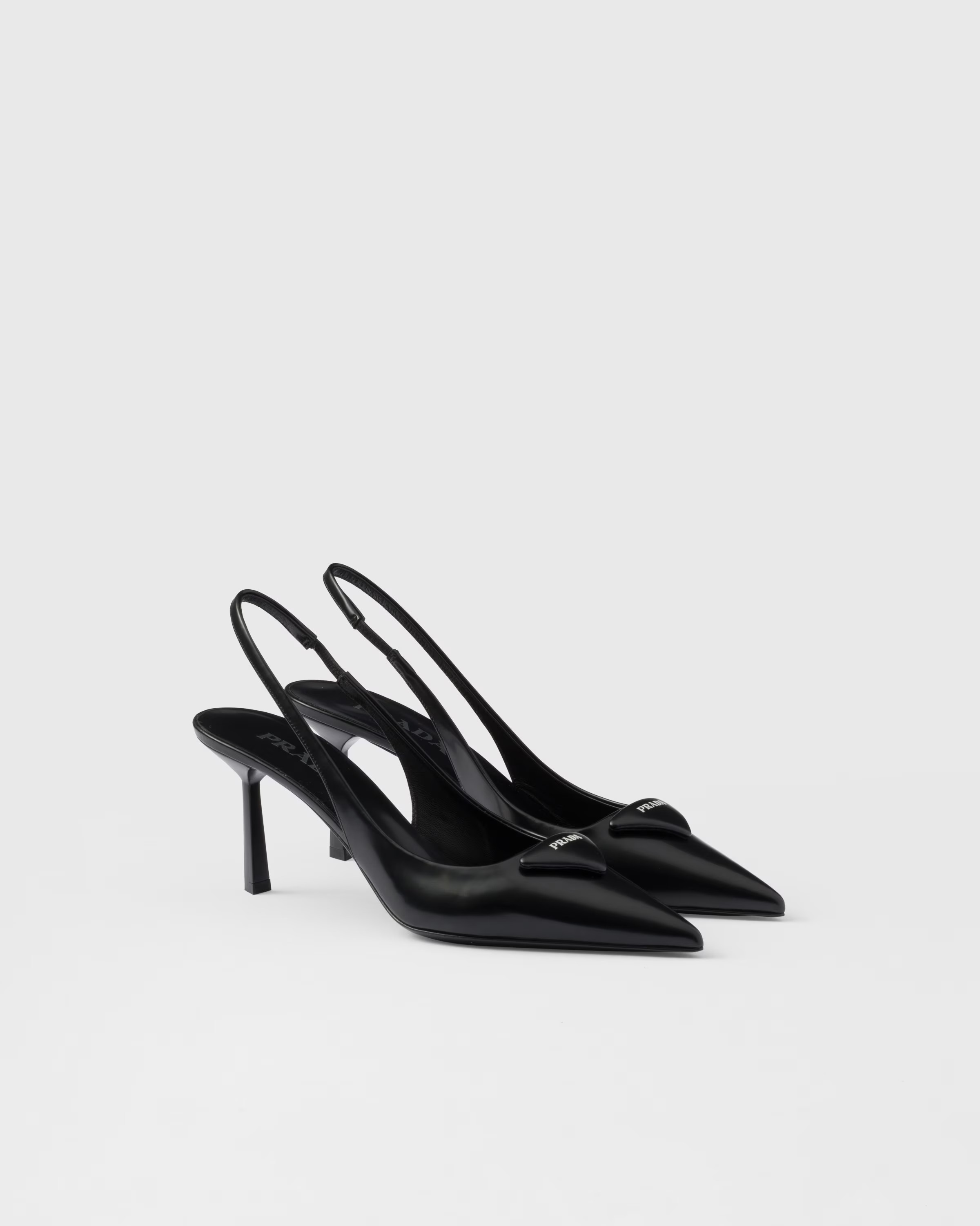 Brushed leather slingback pumps | Prada US