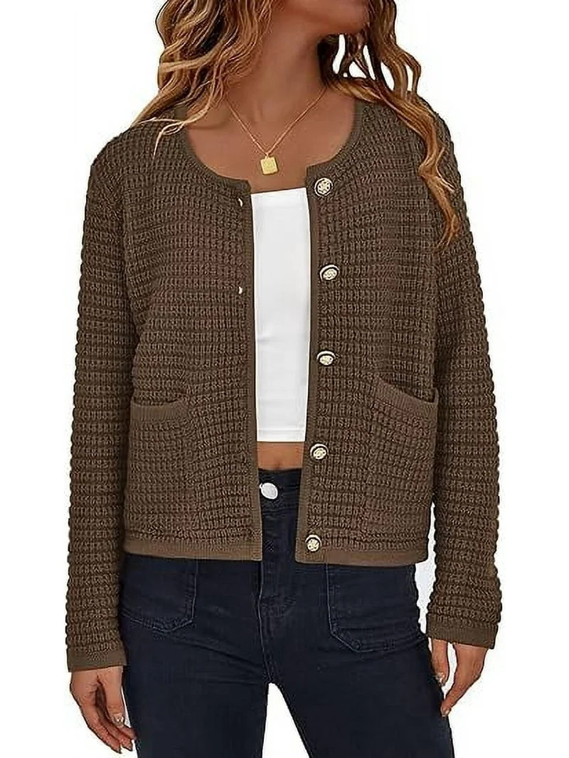 PRETTYGARDEN Women's Knit Cardigan Sweaters Fall Fashion Long Sleeve Open Front Button Down Trend... | Walmart (US)