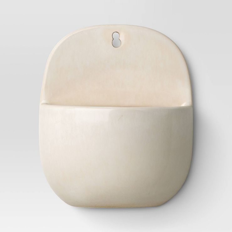 7" Wide Novelty Modern Outdoor Wall Ceramic Planter Pot Ivory - Threshold™ | Target