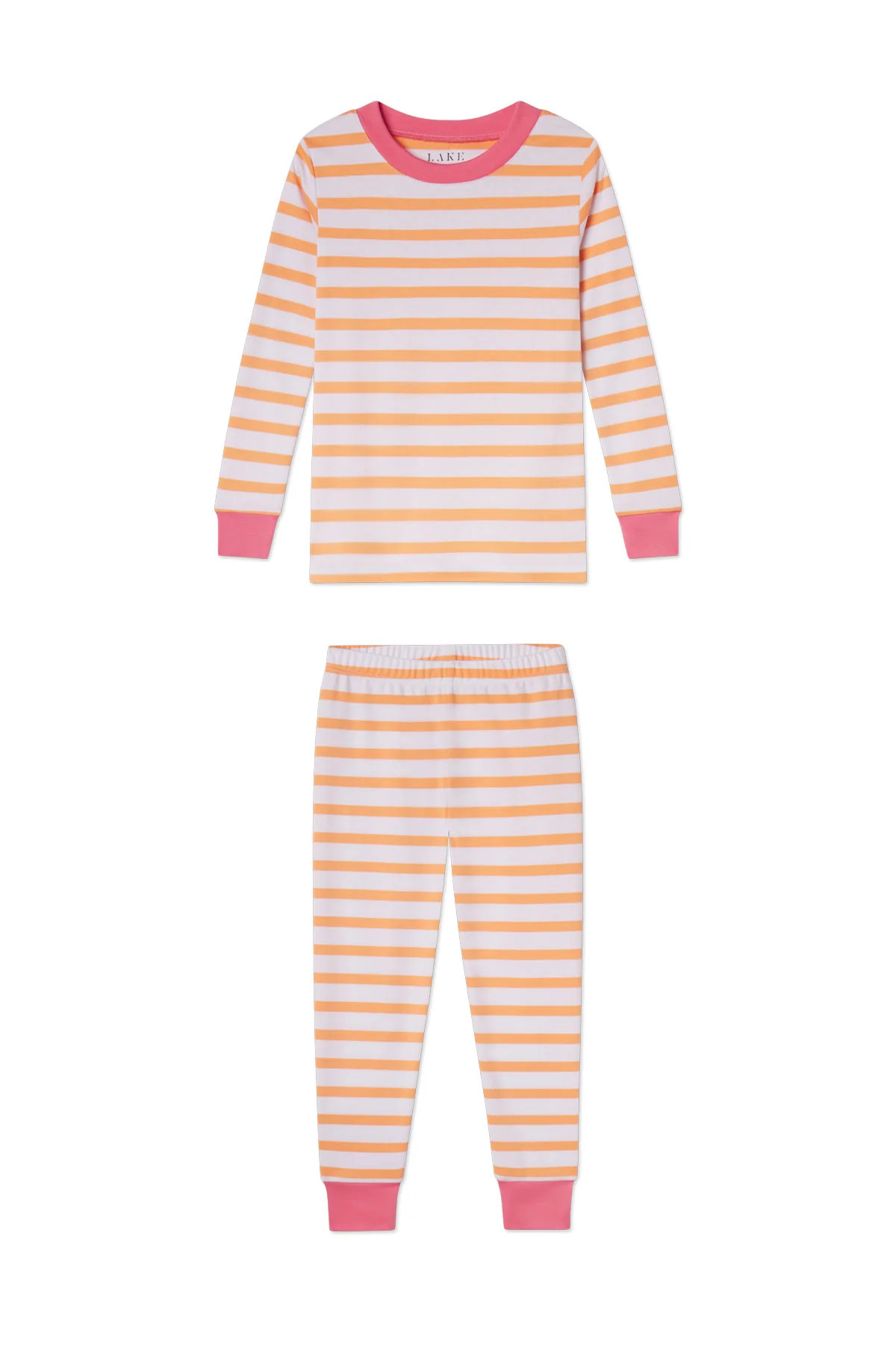 Kids Long-Long Set in Melon Hull Stripe | Lake Pajamas