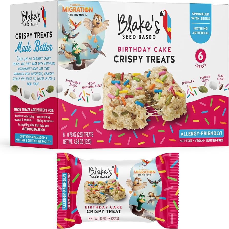 Blake’s Seed Based Crispy Treats – Birthday Cake (6 Count), Nut Free, Gluten Free, Dairy Free... | Amazon (US)